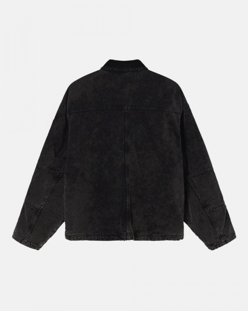 Women's Stussy Shop Jacket Washed Canvas Jackets Black Ireland | RLL-9556