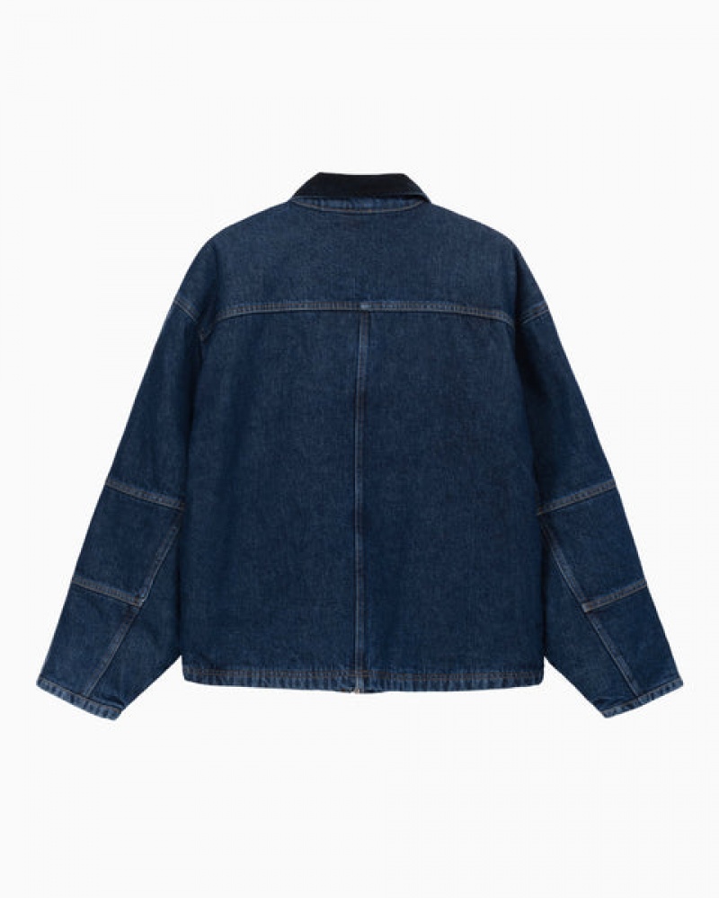 Women's Stussy Shop Jacket Washed Denim Jackets Blue Ireland | RUQ-7394