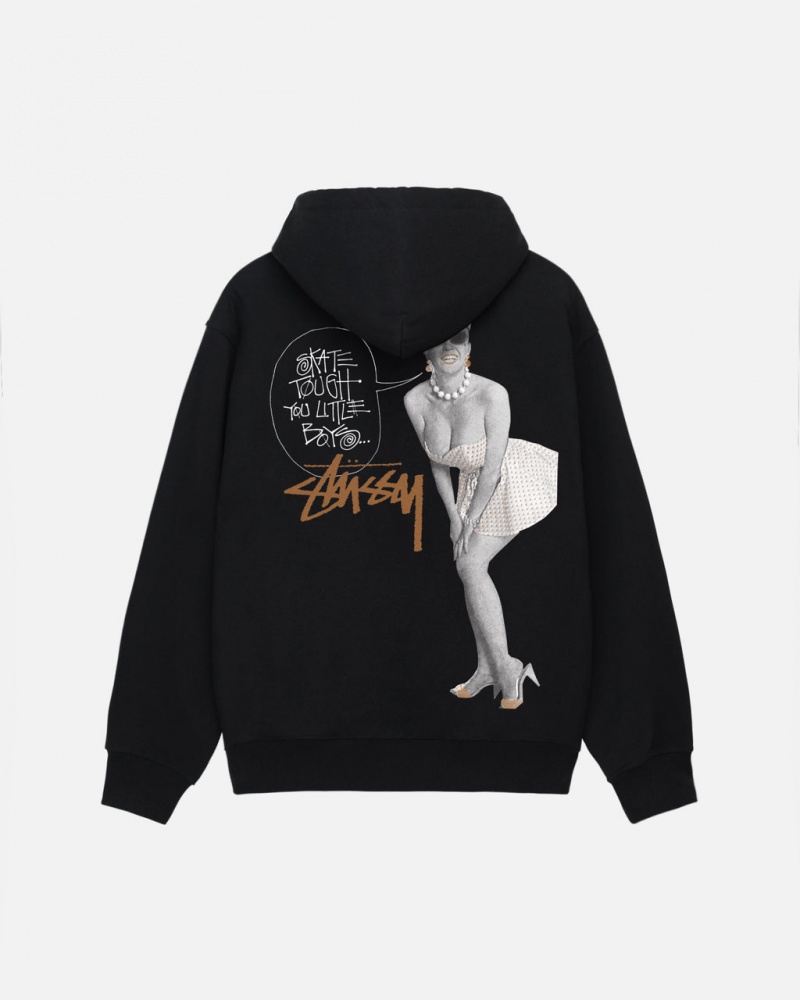 Women\'s Stussy Skate Tough Hoodie Black Ireland | HNE-5997