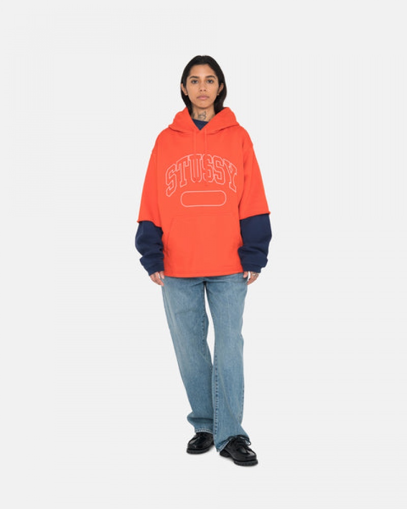 Women's Stussy Ss Boxy Cropped Hoodie Deep Orange Ireland | PWT-3425