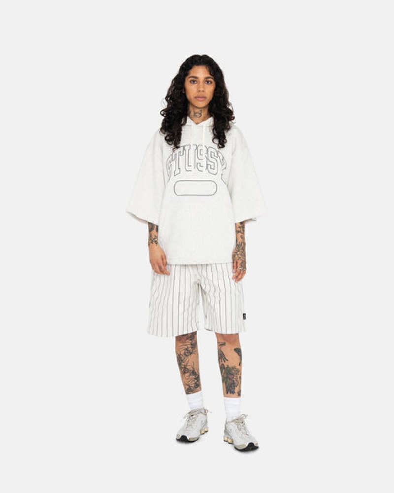 Women's Stussy Ss Boxy Cropped Hoodie Grey Ireland | PEM-6928