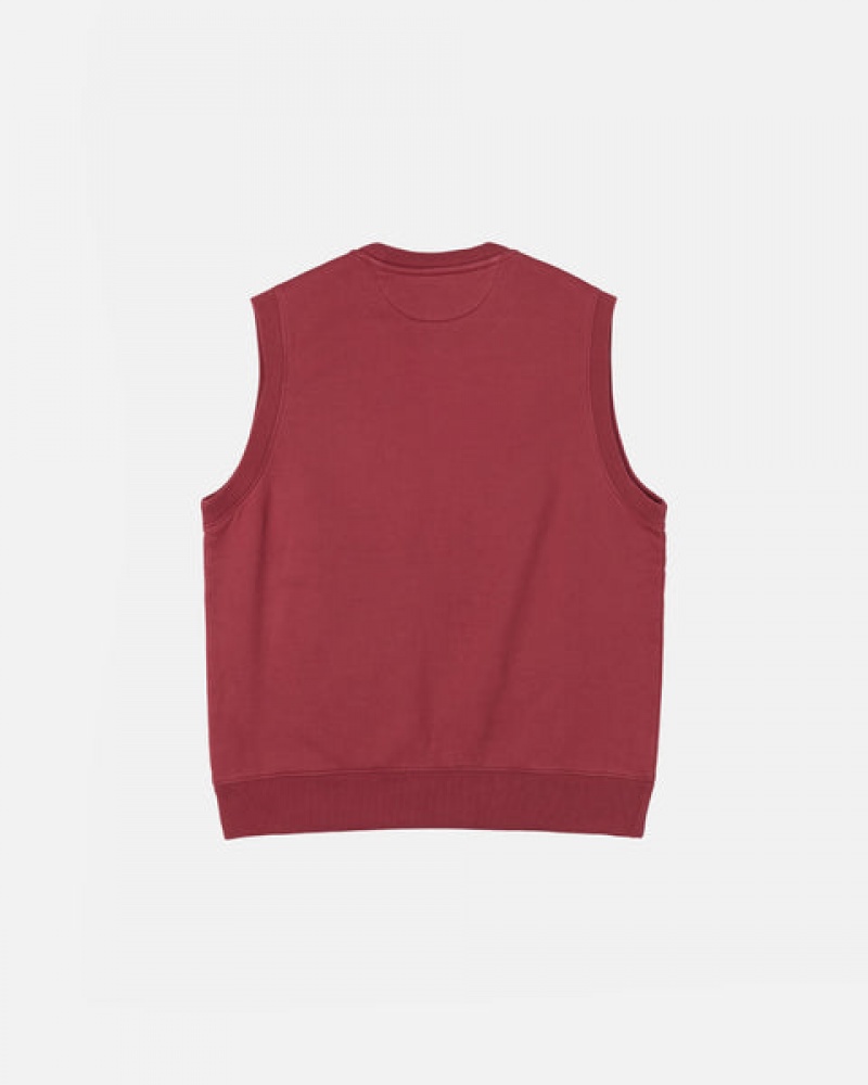 Women's Stussy Stock Fleece Vest Sweatshirts Burgundy Ireland | YXP-2073