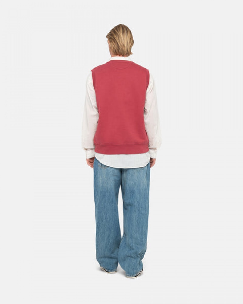 Women's Stussy Stock Fleece Vest Sweatshirts Burgundy Ireland | YXP-2073