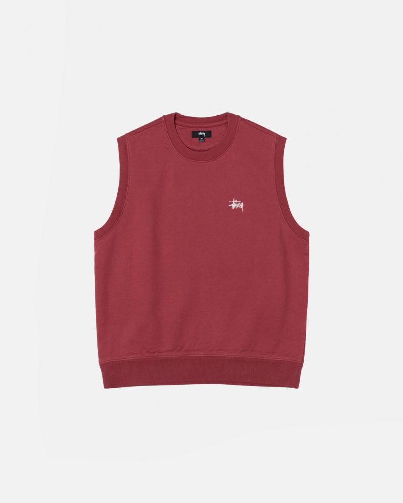 Women\'s Stussy Stock Fleece Vest Sweatshirts Burgundy Ireland | YXP-2073