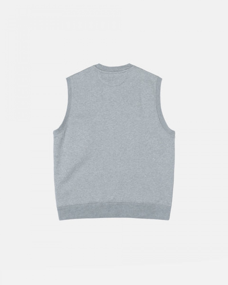 Women's Stussy Stock Fleece Vest Sweatshirts Grey Ireland | MEN-1076