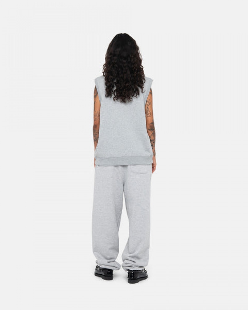 Women's Stussy Stock Fleece Vest Sweatshirts Grey Ireland | MEN-1076