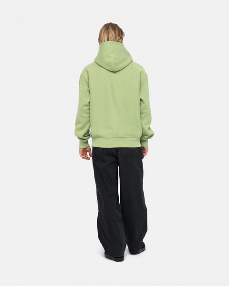 Women's Stussy Stock Logo Applique Hood Sweatshirts Green Ireland | QSA-1095