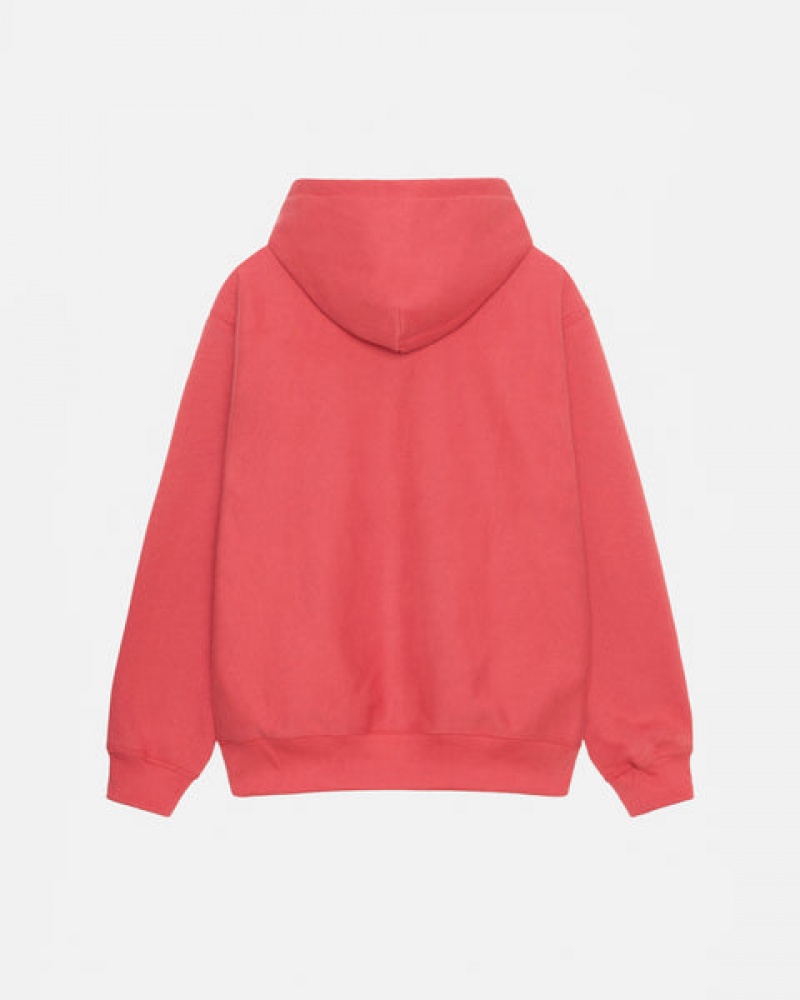 Women's Stussy Stock Logo Applique Hood Sweatshirts Red Ireland | GRX-8058