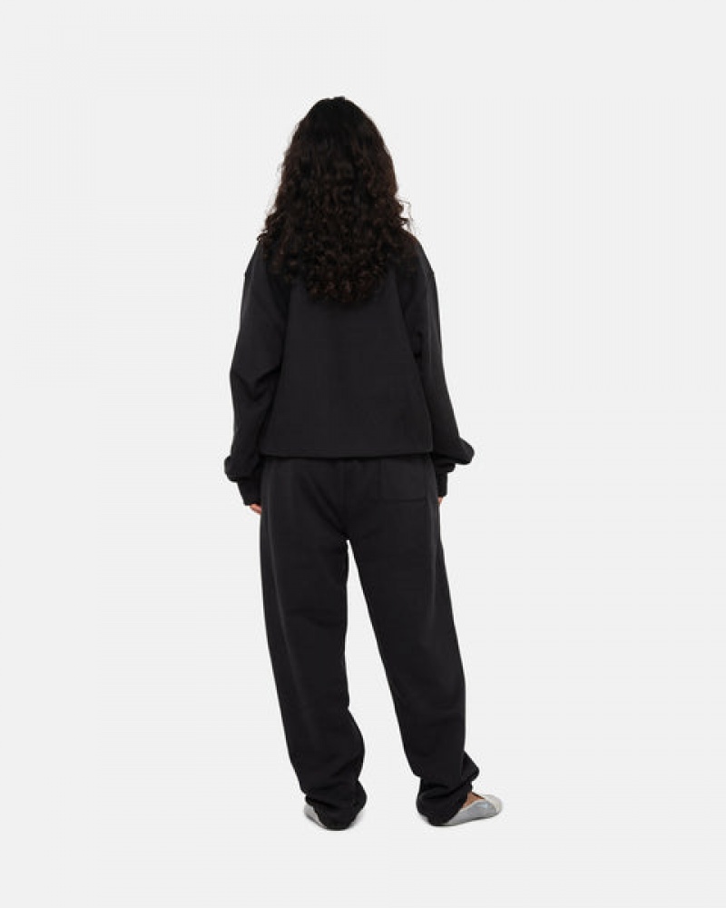 Women's Stussy Stock Logo Crew Sweatshirts Black Ireland | WCU-6992