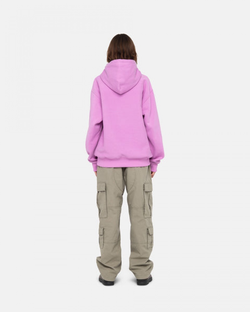 Women's Stussy Stock Logo Hood Sweatshirts Purple Ireland | EMR-3614