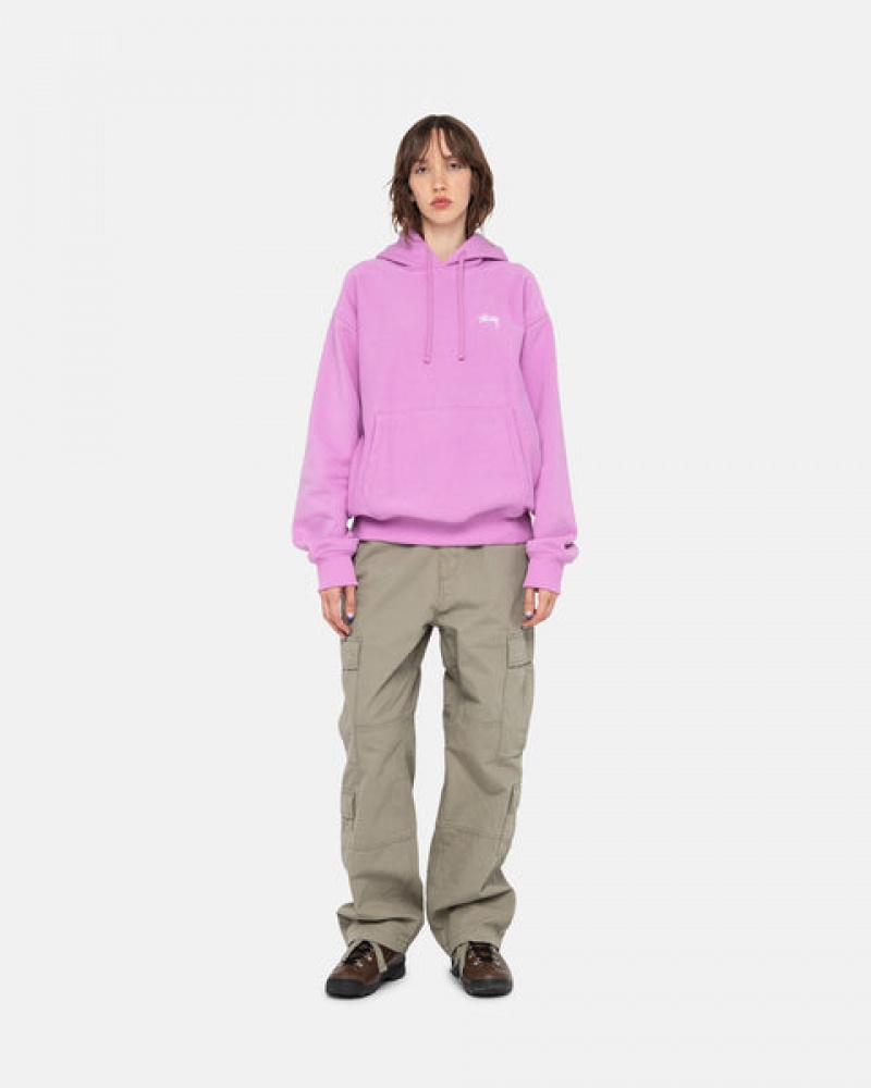 Women's Stussy Stock Logo Hood Sweatshirts Purple Ireland | EMR-3614