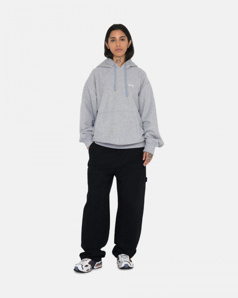 Women's Stussy Stock Logo Hoodie Grey Ireland | HAW-6405