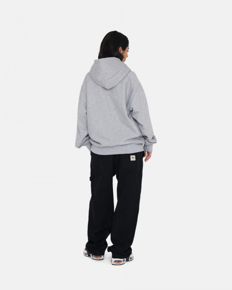 Women's Stussy Stock Logo Hoodie Grey Ireland | HAW-6405