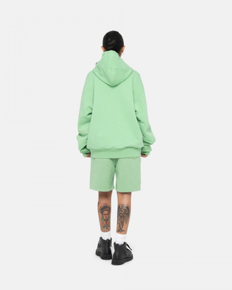 Women's Stussy Stock Logo Sweatshorts Green Ireland | QKD-1811