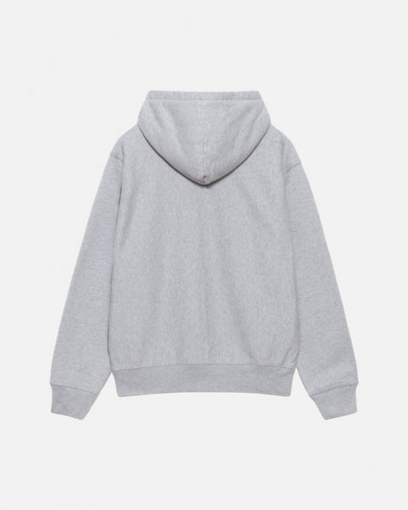 Women's Stussy Stock Logo Zip Hoodie Grey Ireland | BNK-9460