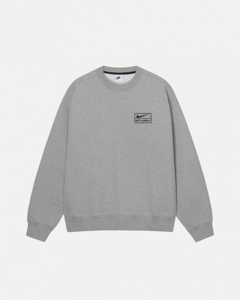 Women\'s Stussy Fleece Crew Sweatshirts Dark Grey Ireland | YLM-9937