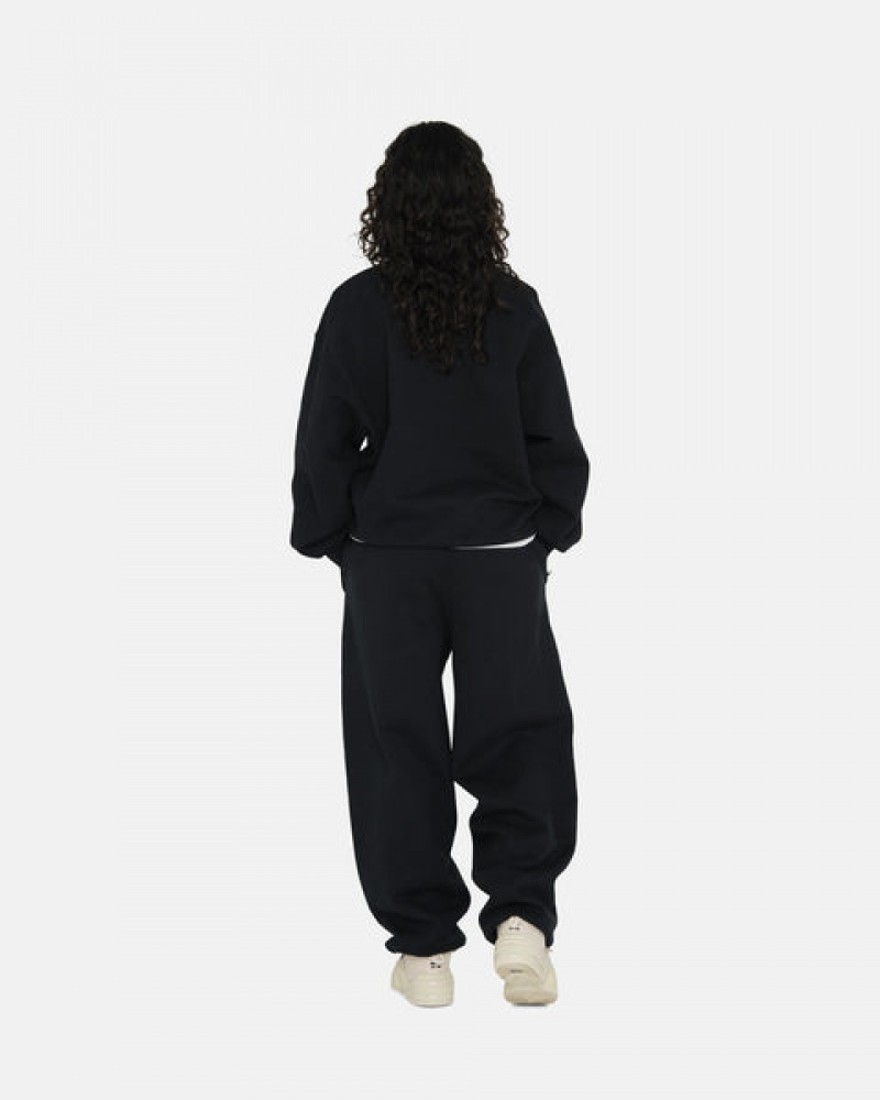 Women's Stussy Stone Wash Fleece Pant Sweatpants Black Ireland | FQV-8700