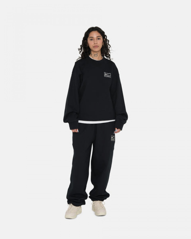 Women's Stussy Stone Wash Fleece Pant Sweatpants Black Ireland | FQV-8700