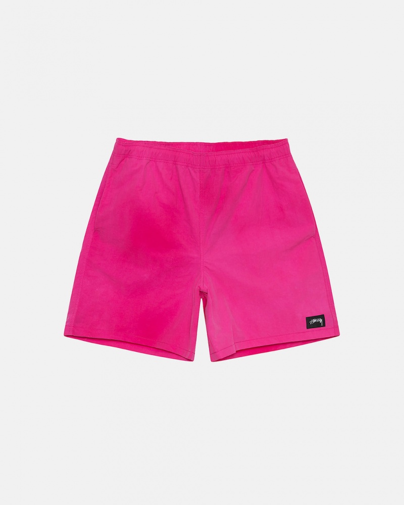 Women\'s Stussy Wave Dye Nylon Shorts Fuchsia Ireland | PXV-2491