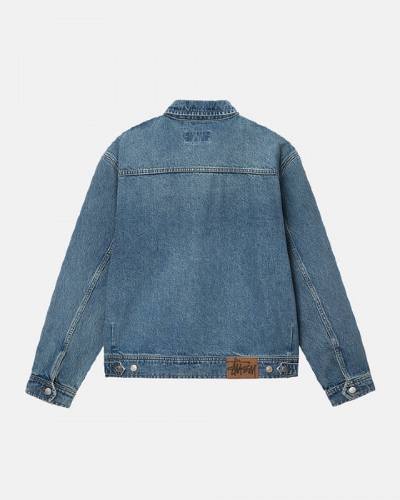 Women's Stussy Zip Work Jacket Denim Blue Ireland | XMM-3182